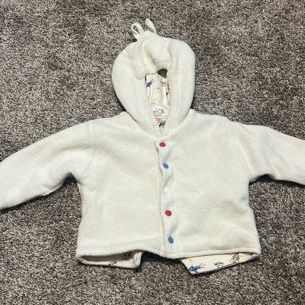 Fisher Price Vintage Button Up‎ Reversible Infant Jacket 3M